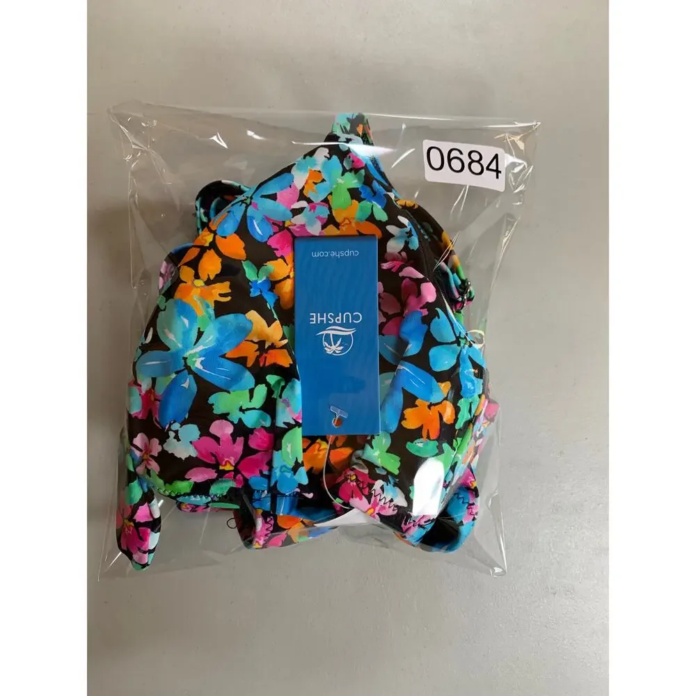 NWT Floral Multicolor Cupshe Bikini Size Medium w/ Crisscross Back - Picture 10 of 10